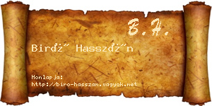 Biró Hasszán névjegykártya